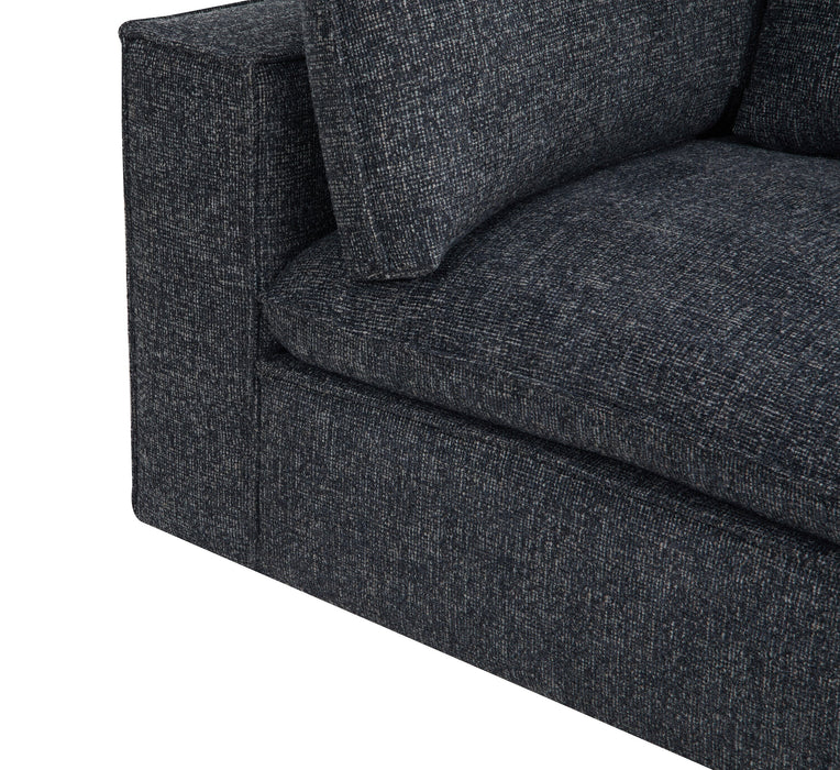 Fusion Modular 5-Piece Charcoal Grey Chenille Fabric Sectional with Feather Down Cushions and Ottoman
