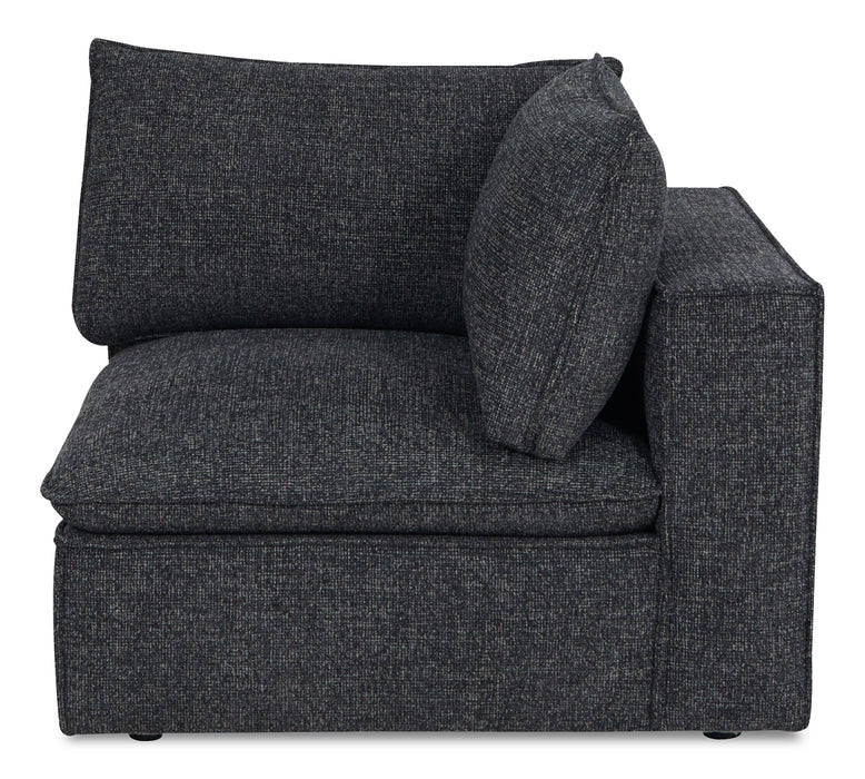 Fusion Modular 5-Piece Charcoal Grey Chenille Fabric Sectional with Feather Down Cushions and Ottoman