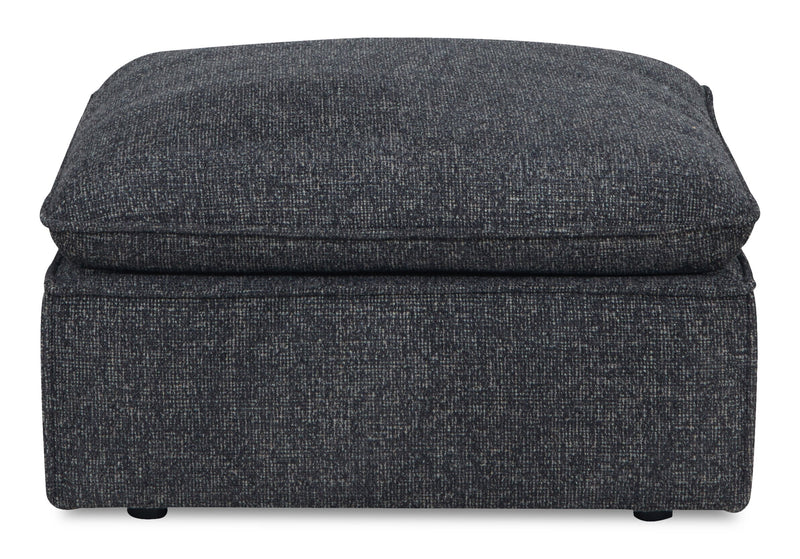 Fusion Modular 5-Piece Charcoal Grey Chenille Fabric Sectional with Feather Down Cushions and Ottoman