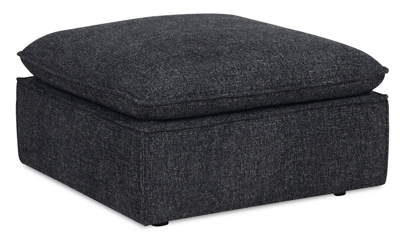Fusion Modular 5-Piece Charcoal Grey Chenille Fabric Sectional with Feather Down Cushions and Ottoman