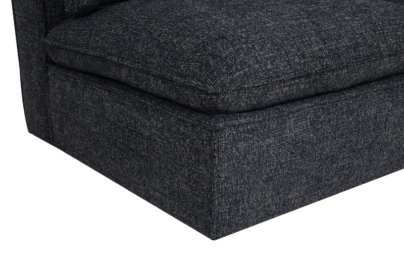 Fusion Modular 5-Piece Charcoal Grey Chenille Fabric Sectional with Feather Down Cushions and Ottoman