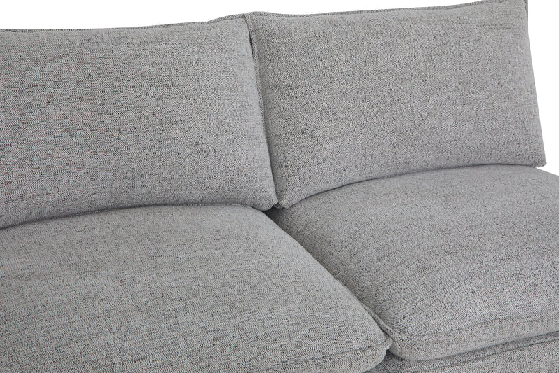 Fusion Modular 4-Piece Silver Grey Chenille Fabric Sectional with Removable Feather Down Back Cushions
