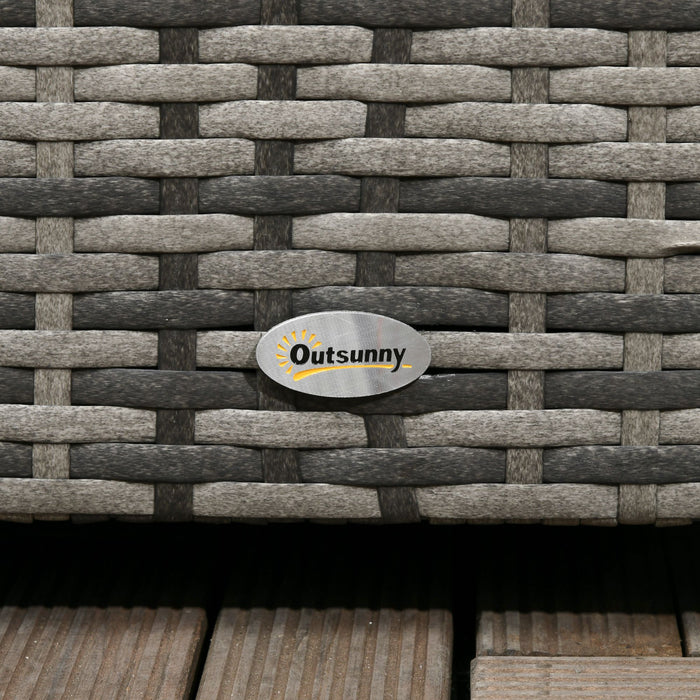 Outsunny 113 Gallon Rattan Deck Box With Lid And Handle, Grey