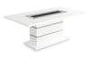 Garbo Dining Table with Glass Insert, Pedestal Base, Glam, 78.75