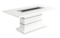 Garbo Dining Table with Glass Insert, Pedestal Base, Glam, 78.75