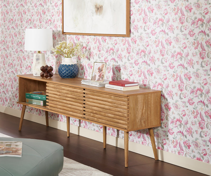 Gemma 72\" Rustic TV Stand with Storage and Cable Management for TVs up to 80\"- Brown