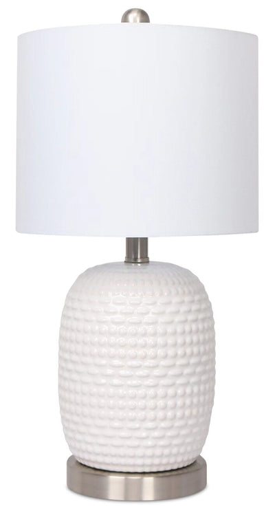 Kort & Co. Gianna 19" White and Silver Ceramic Table Lamp|Lampe de table Giada de Kort & Co. de 19 po en céramique, blanche et argentée