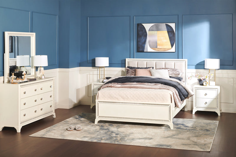 Halo Bedroom Dresser Mirror with LED Light, Glam - White