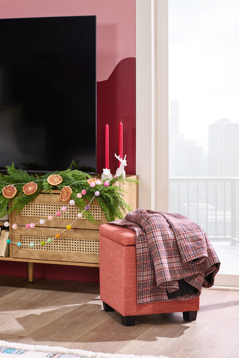 Halifax 14.75\" Square Fabric Storage Ottoman - Orange