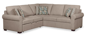 2-Piece Chenille Sectional with Left-Facing Sleeper Sofa - Taupe