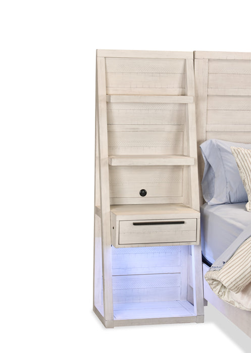 Haven Pier Bed with Headboard, Frame & 2 Piers, USB, LED, White - Queen Size