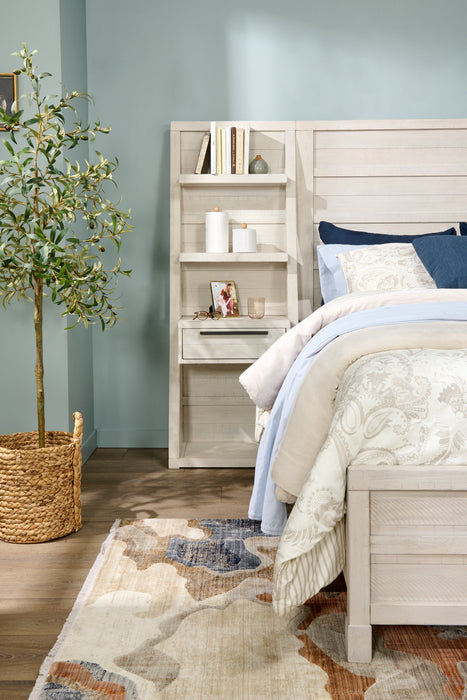 Haven Pier Bed with Headboard, Frame & 2 Piers, USB, LED, White - Queen Size