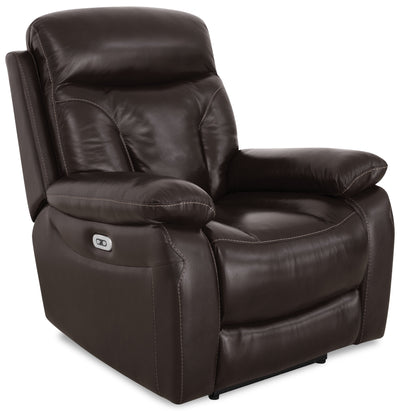 Hayes 38" Genuine Leather Power Reclining Chairs with Adjustable Headrest - Brown | Fauteuils à inclinaison électrique Hayes de 38 po en cuir véritable avec appuie-tête réglable - brun