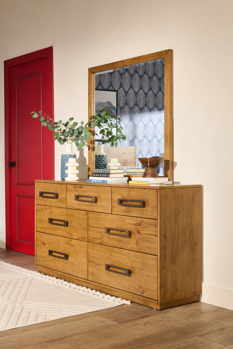 Scott Living Henri Bedroom 7-Drawer Dresser, 64\"W x 34\"H, Wood - Brown