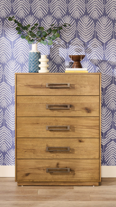 Scott Living Henri Bedroom Chest of Drawers, 5-Drawer, 38.2\"W x 50.3\"H, Wood - Brown