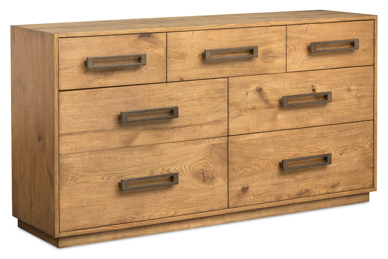 Scott Living Henri Bedroom 7-Drawer Dresser, 64\"W x 34\"H, Wood - Brown