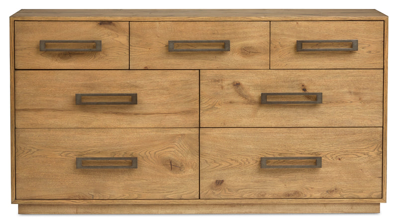 Scott Living Henri Bedroom 7-Drawer Dresser, 64\"W x 34\"H, Wood - Brown