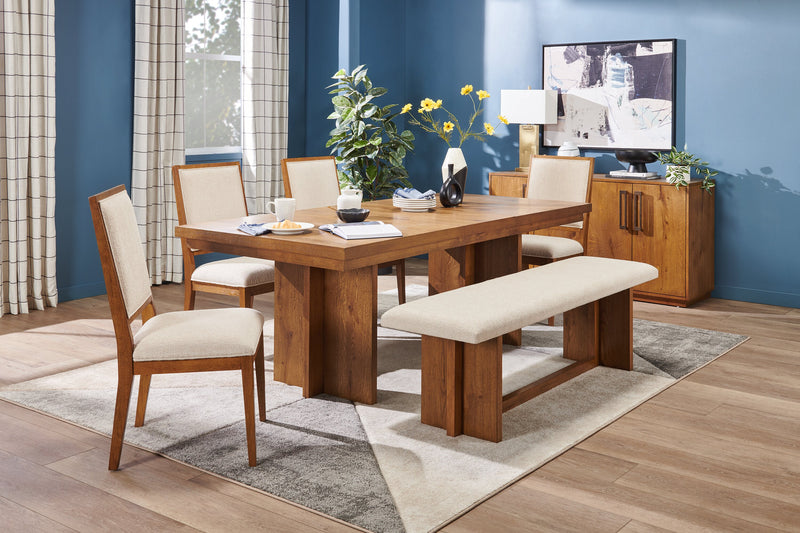 Scott Living Henri Dining Bench with Polyester Fabric, Wood, 68\"W - Brown