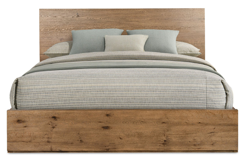Scott Living Henri Panel Bed with Headboard & Frame, Wood, Brown - King Size