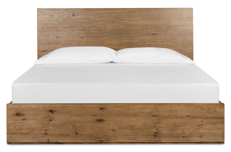 Scott Living Henri Panel Bed with Headboard & Frame, Wood, Brown - Queen Size