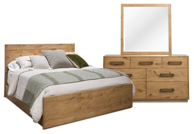 Scott Living Henri 5pc Bedroom Set with Bed, Dresser & Mirror, Wood, Brown - Queen Size | Ensemble de chambre à coucher Henri de Scott Living 5 pièces en bois avec lit, commode et miroir, brun - format grand lit