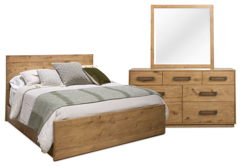 Scott Living Henri 5pc Bedroom Set with Bed, Dresser & Mirror, Wood, Brown - King Size