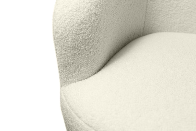 Ivie 28.7\" Chenille Boucle Fabric Curved Swivel Accent Chair - White