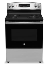 GE 5 Cu. Ft. Electric Range with Standard Clean and 4 Burners - Stainless Steel - JCBS350SVSS 