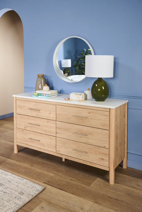 Jolie Bedroom 6-Drawer Dresser, 63.5\"W x 35\"H - Natural