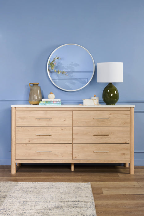 Jolie Bedroom 6-Drawer Dresser, 63.5\"W x 35\"H - Natural