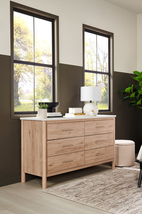 Jolie Bedroom 6-Drawer Dresser, 63.5\"W x 35\"H - Natural