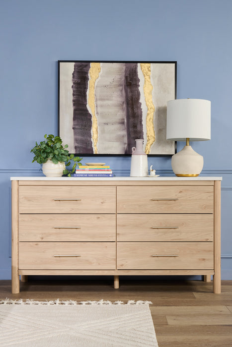 Jolie Bedroom 6-Drawer Dresser, 63.5\"W x 35\"H - Natural