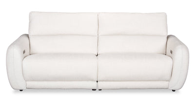 Cindy Crawford Home Kailyn 92" Fabric Power Reclining Sofa with Power Headrests - Beige  | Sofa à inclinaison électrique Kailyn de Cindy Crawford Home de 92 po en tissu avec appuie-têtes électriques- beige