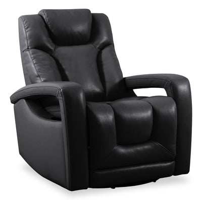 Kenzo 35" Leather-Look Fabric Swivel Glider Reclining Chair - Black | Fauteuil pivotant, coulissant et inclinable Kenzo de 35 po en tissu d’apparence cuir - noir