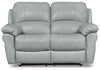 Kobe Genuine Leather Power Reclining Loveseat - Blue 