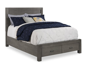 Koda Platform Storage Bed with Headboard & Frame, Wooden, Grey - Queen Size