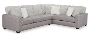 Made in Canada Koda 2-Piece Right-Facing Chenille Fabric Sectional with Reversible Cushions - Plush Paloma Grey