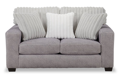 Made in Canada Koda 67" Chenille and Faux Fur Fabric Loveseat with Removable Cushions - Plush Paloma Grey | Causeuse Koda de 67 po fabriquée au Canada en tissu de chenille et de fausse fourrure avec coussins amovibles - gris Paloma luxueux