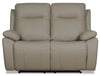 Kora Genuine Leather Power Reclining Loveseat - Beige