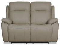 Kora Genuine Leather Power Reclining Loveseat - Beige 