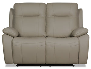 Kora Genuine Leather Power Reclining Loveseat - Beige