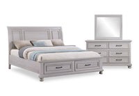 Kylie 5pc Bedroom Set with Storage Bed, Dresser & Mirror, Grey - King Size 