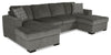 Legend 3-Piece Chenille Sleeper Sectional Sofa with Two Chaises - Pewter