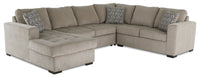 Legend 4-Piece Left-Facing Chenille Sleeper Sectional - Platinum  