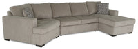 Legend 3-Piece Left-Facing Chenille Cuddler Sleeper Sectional with Chaise - Platinum  