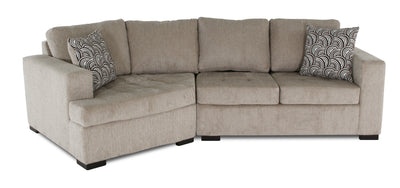 Made in Canada Legend 2-Piece Left-Facing Chenille Fabric Cuddler Sectional - Platinum Beige | Sofa sectionnel de gauche Legend 2 pièces fabriqué au Canada en tissu de chenille avec fauteuil enveloppant - beige platine