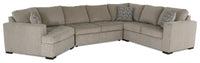 Canadian Made Legend 3-Piece Left-Facing Chenille Fabric Cuddler Sleeper Sectional - Platinum Beige 