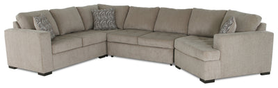 Made in Canada Legend 4-Piece Right-Facing Chenille Fabric Cuddler Sleeper Sectional - Platinum Beige | Sofa-lit sectionnel de droite Legend 4 pièces fabriqué au Canada en tissu de chenille avec fauteuil enveloppant - beige platine