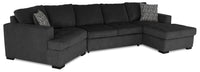 Canadian Made Legend 3-Piece Left-Facing Chenille Fabric Cuddler Sleeper Sectional with Chaise - Pepper Grey 