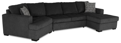 Made in Canada Legend 3-Piece Left-Facing Chenille Fabric Cuddler Sleeper Sectional with Chaise - Pepper Grey | Sofa-lit sectionnel enveloppant de gauche Legend 3 pièces fabriqué au Canada en tissu de chenille avec fauteuil long - gris poivre